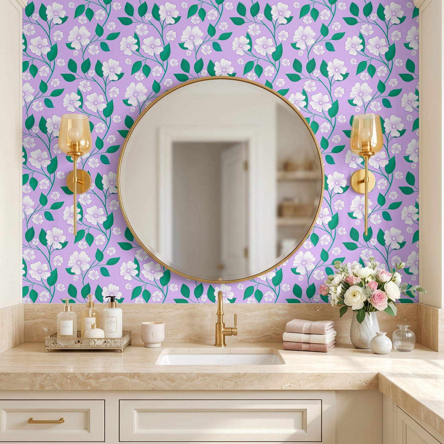 modern purple floral wallpaper
