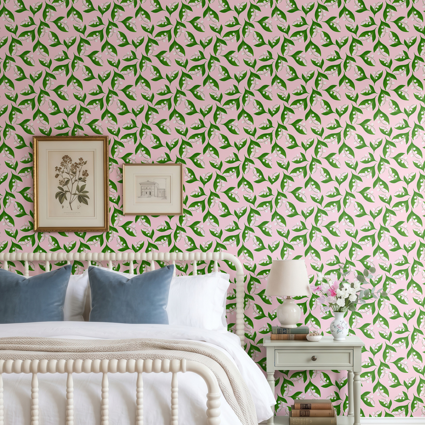 pink lily wallpaper, floral wallpaper for bedroom, lily of the valley wallpaper