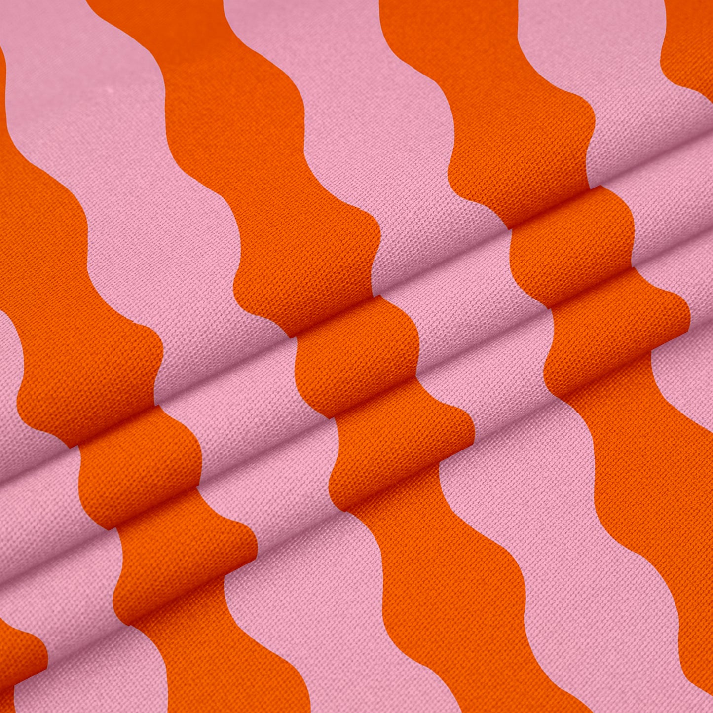 orange and pink wavy stripe fabric per metre for upholstery and sewing projects